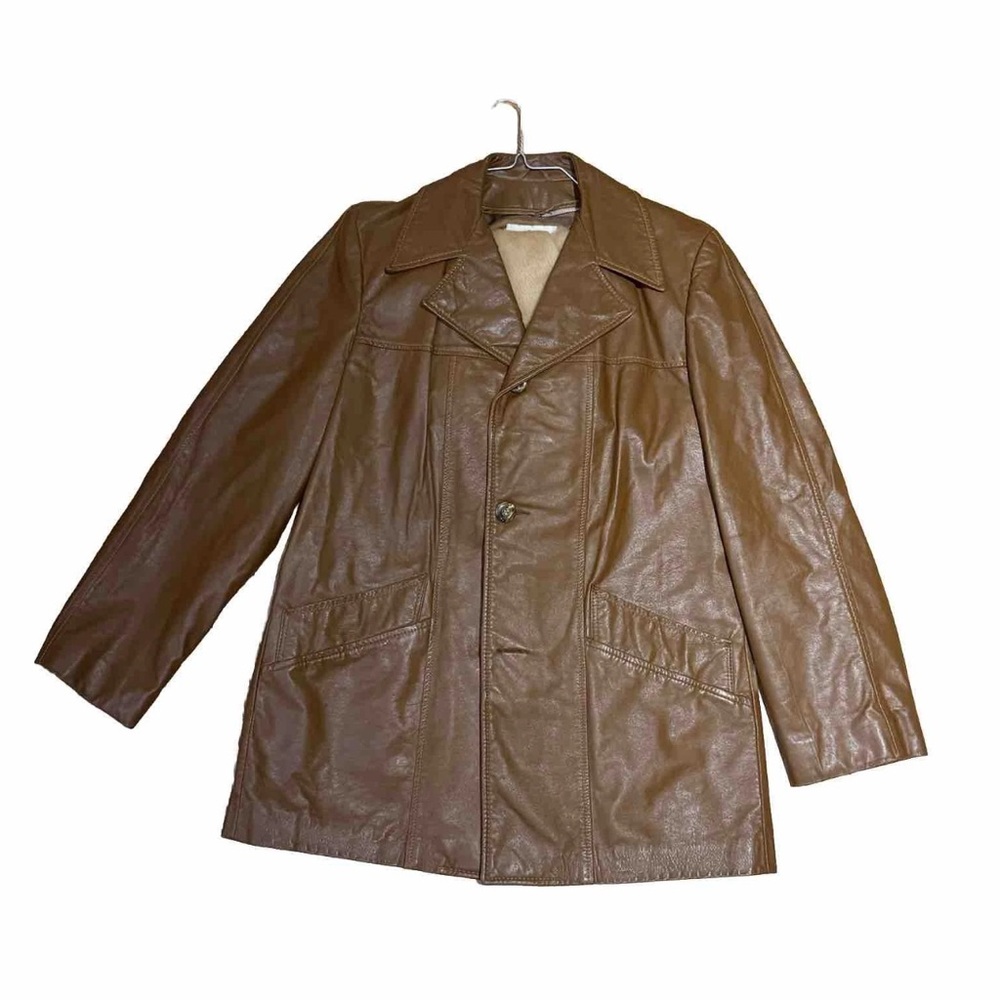 Cresco by Puritan Tan Leather Jacket with Faux Fur Detachable Vest size 42L